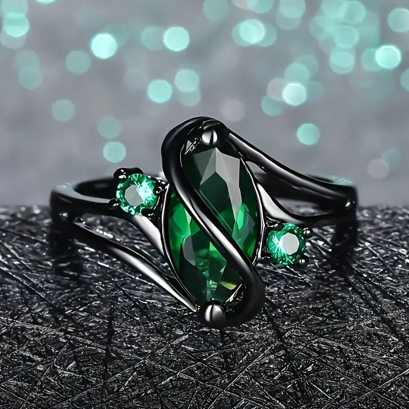 Bague vintage vert foncé