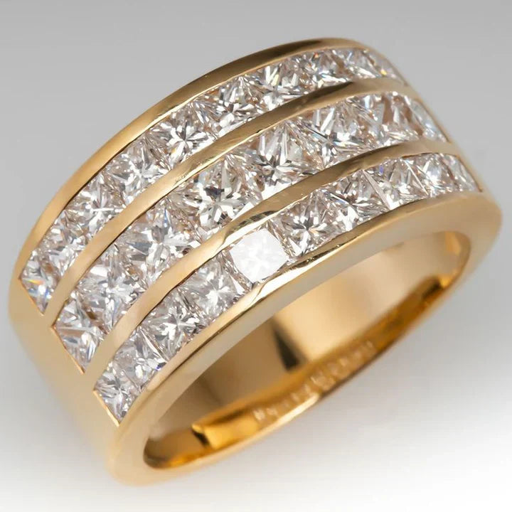 Bague vintage en or épais et brillant