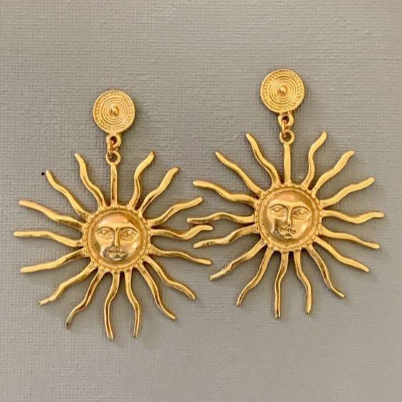 Boucles d'oreilles solaires vintage en or