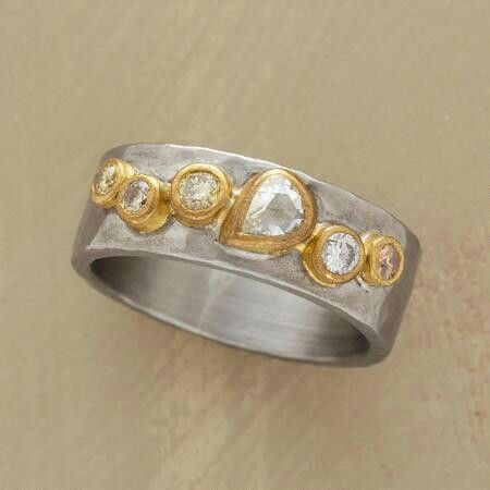 Bague vintage en cristal or et argent