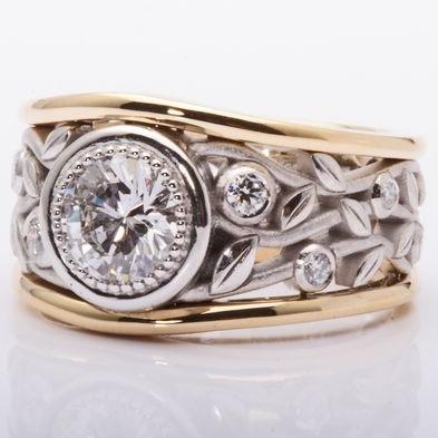 Bague Vintage Ivy en argent et zirconium doré