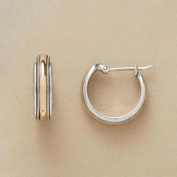 Boucles d'oreilles vintage en argent ligne d'or