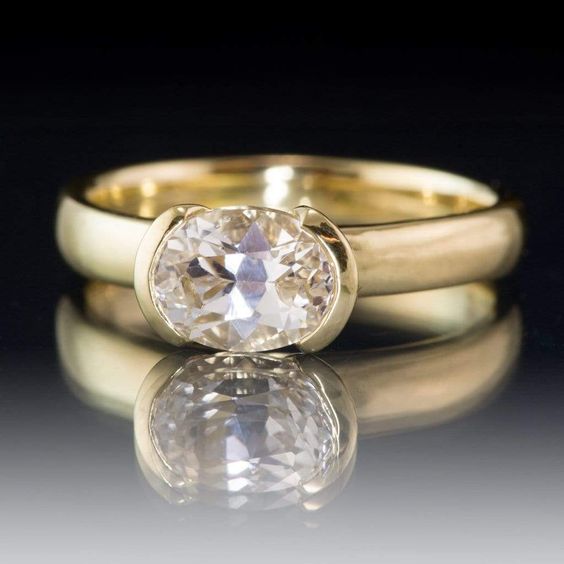 Bague en cristal blanc avec or vintage