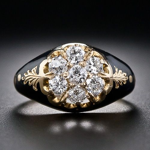 Bague vintage en or noir avec zirconium