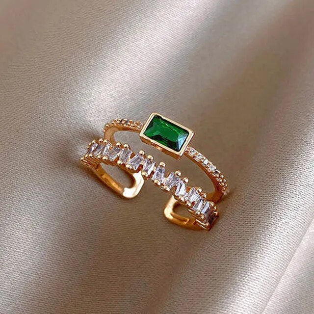 Bague élégante en cristal vert