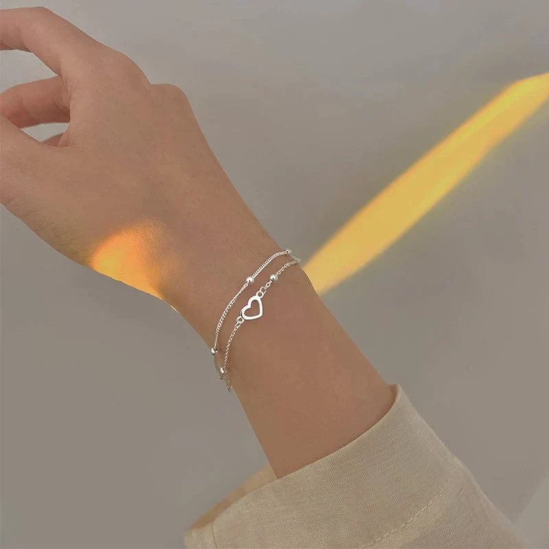 Bracelet Ajustable de Cœur en Argent