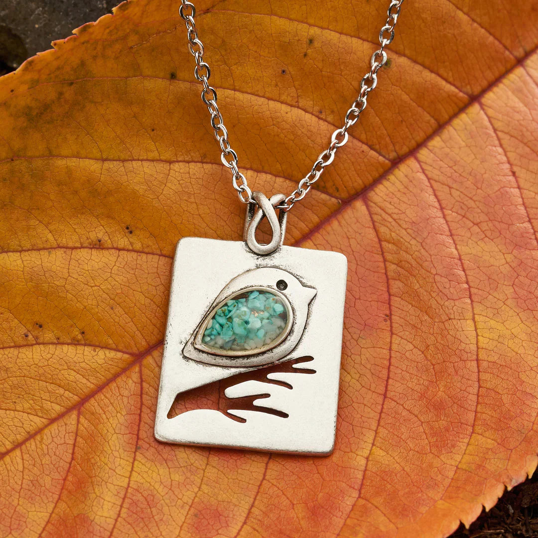 Collier Oiseau de Printemps avec Opale en Argent