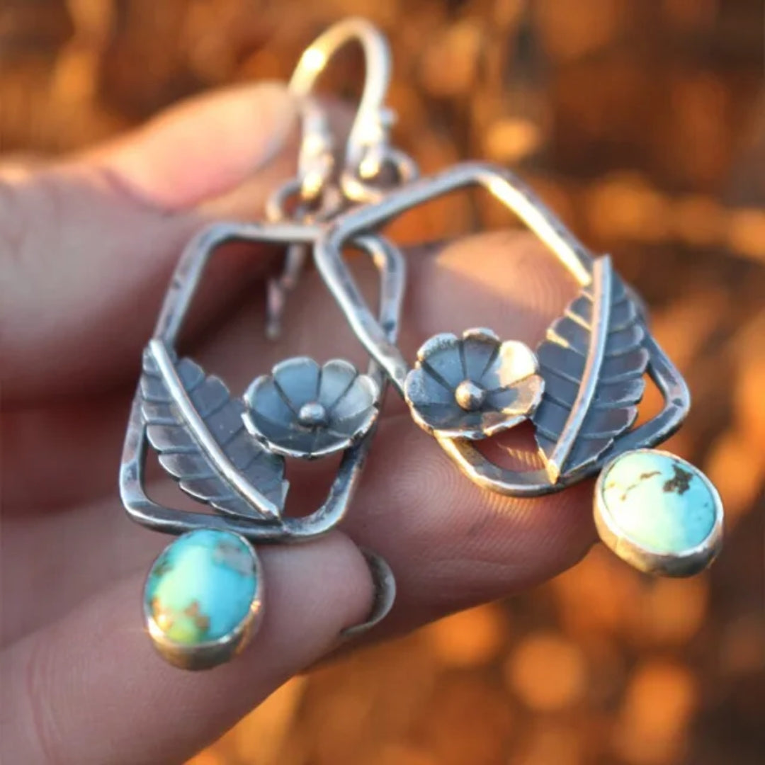 Boucles d'oreilles vintage bleu naturel