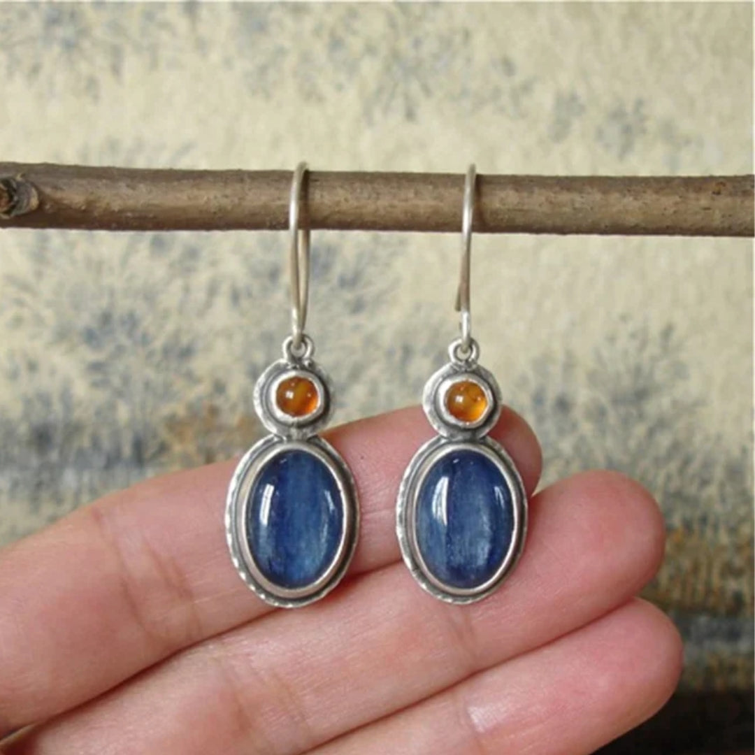 Boucles d'oreilles vintage bleu et orange