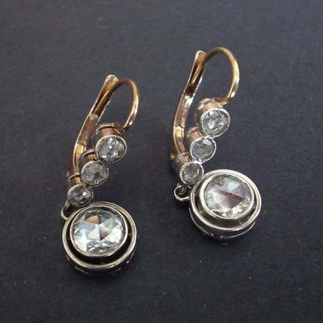 Boucles d'oreilles vintage en zirconium doré