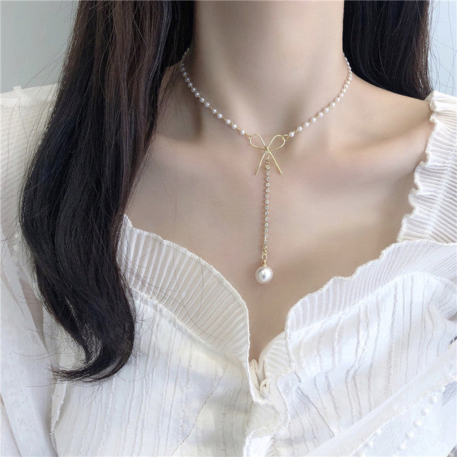 Collier de Perles avec Dentelle en Or
