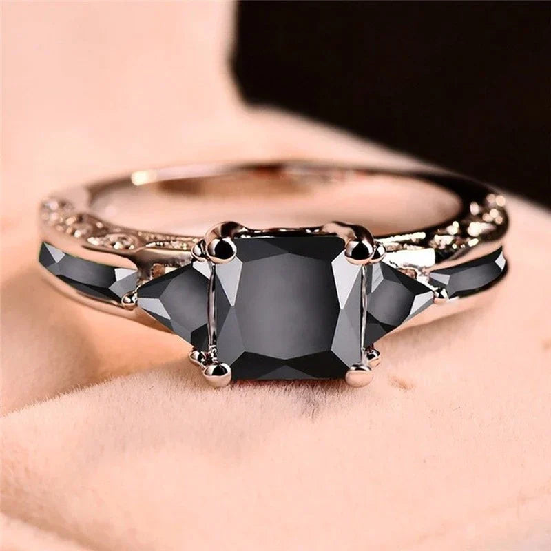 Bague en Argent avec Zirconium Noir