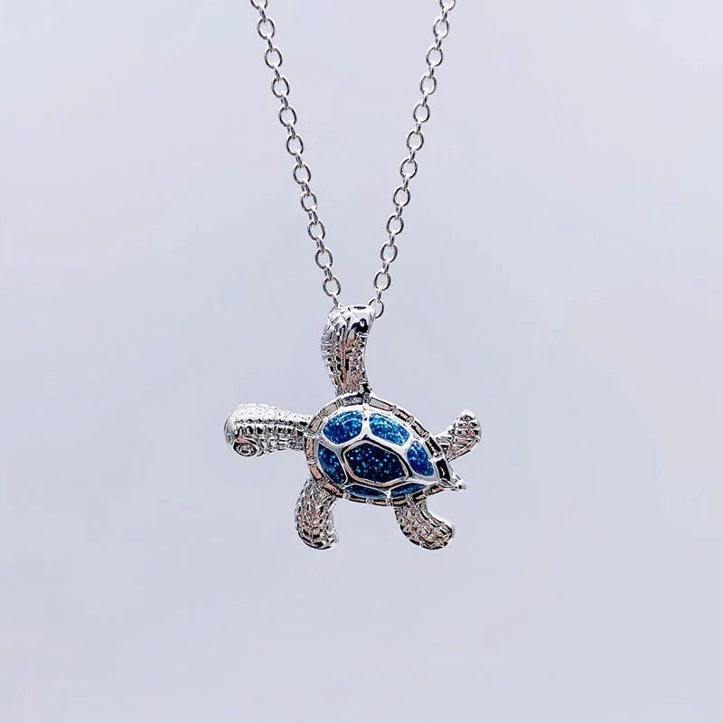 Collier Opale Bleu Tortue De Mer