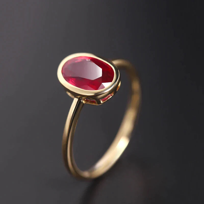 Bague en Cristal Rouge en Or
