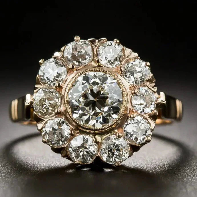 Bague vintage en verre arrondi en or