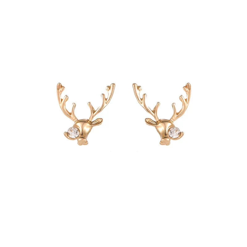 Boucles d'Oreilles Renne avec Zirconium en Or