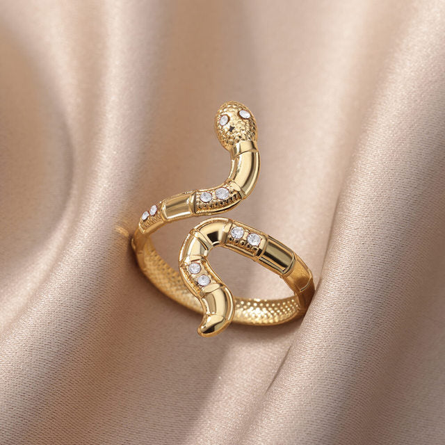 Bague Serpent Ajustable avec Zircons