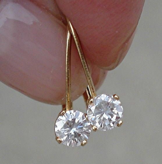 Boucles d'oreilles pendantes vintage en zirconium doré