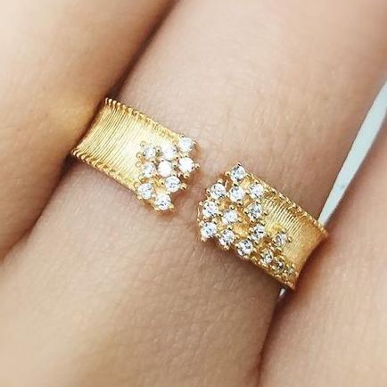 Bague ouverte avec paillettes or vintage