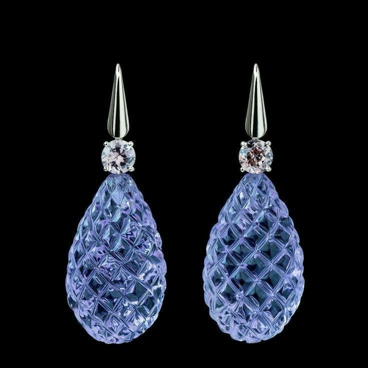 Boucles d'oreilles pendantes vintage en cristal bleu