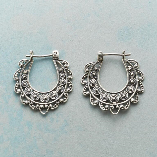 Boucles d'oreilles Vintage Mandala en Argent