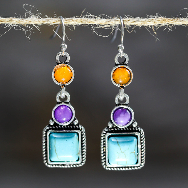 Pendentif Vintage Boucles d'oreilles en Pierre Naturelle