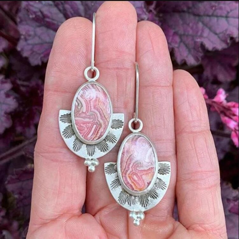 Boucles d'oreilles Vintage Rose en Argent