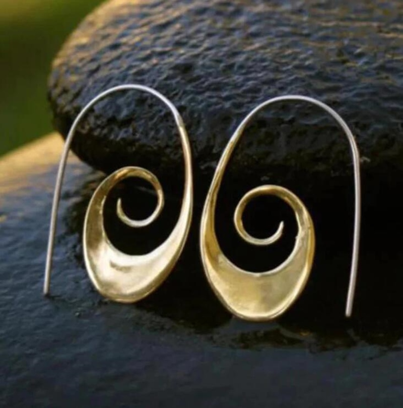 Boucles d'oreilles Spirale Boho en Or et Argent