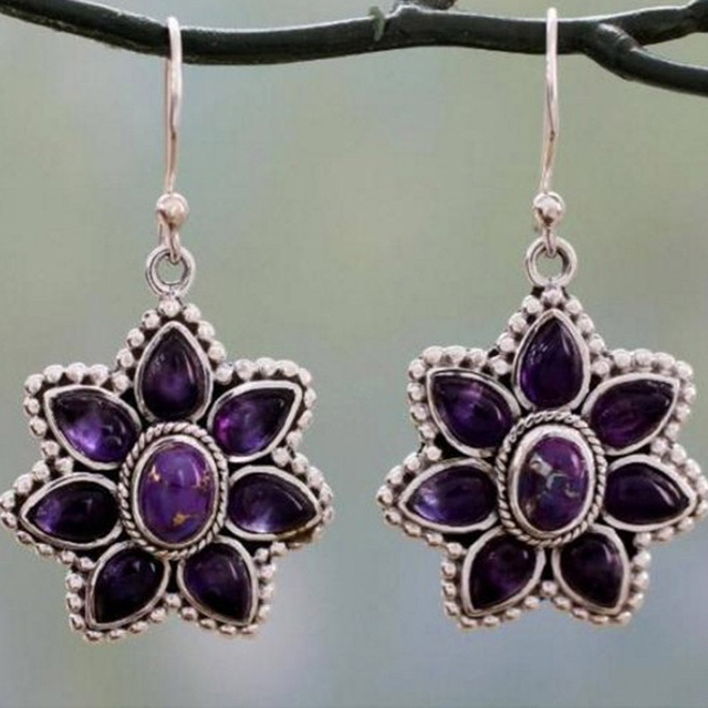 Boucles d'oreilles Vintage en Fleur Mauve