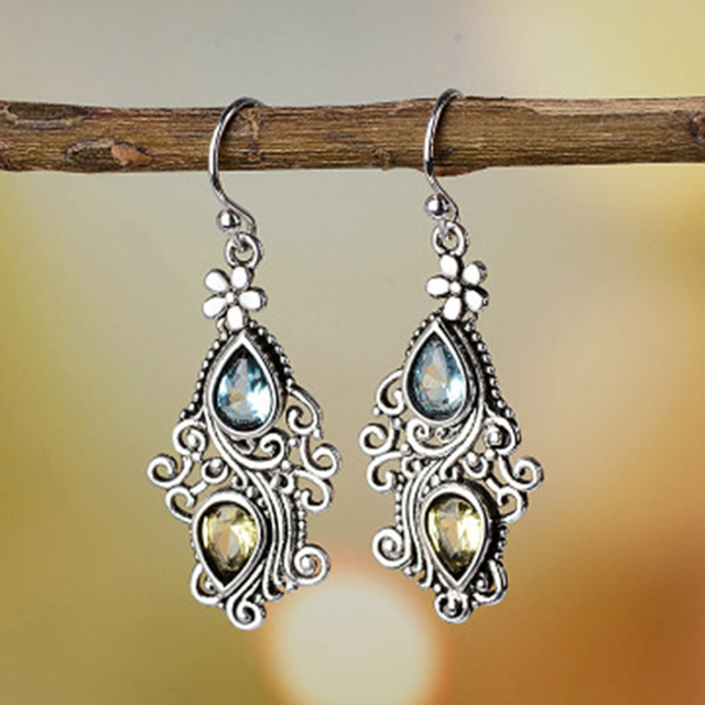 Boucles d'oreilles Vintage avec Cristaux en Argent