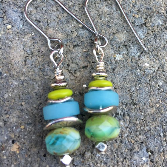 Boucles d'oreilles Vintage Ocean en Argent