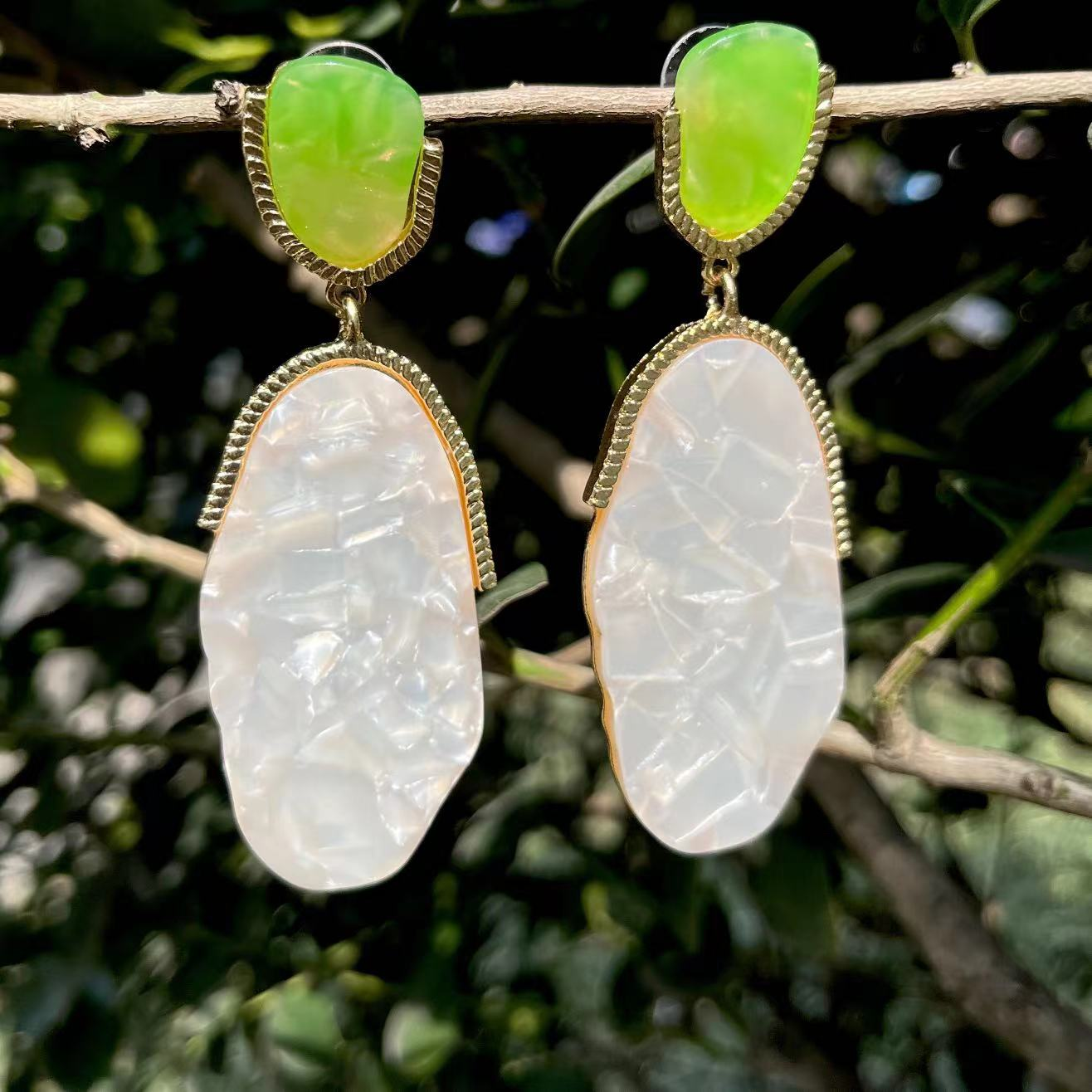 Boucles d’oreilles Vintage en Quartz Vert