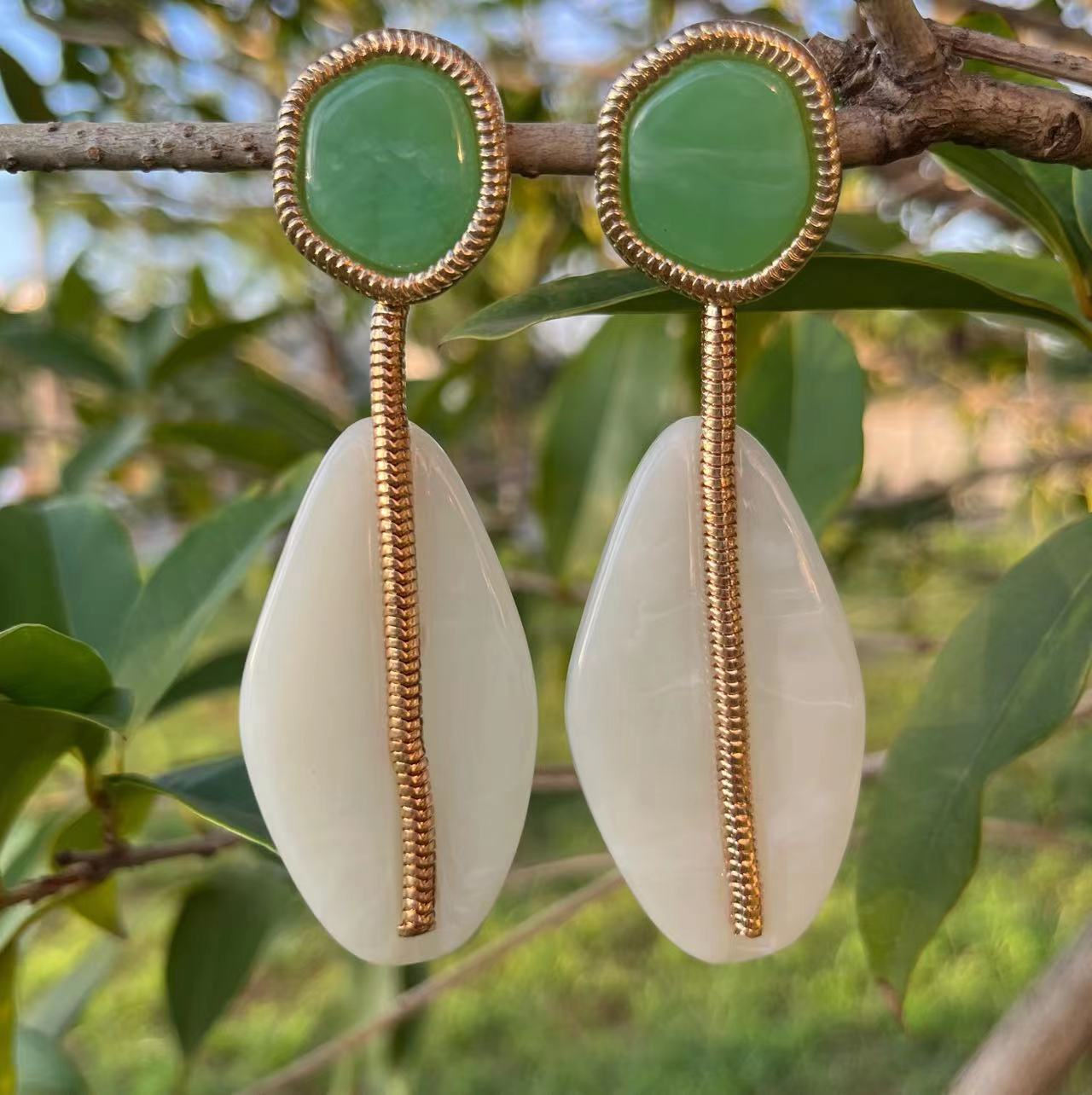 Boucles d’oreilles Vintage en Pierres Naturelles en Or