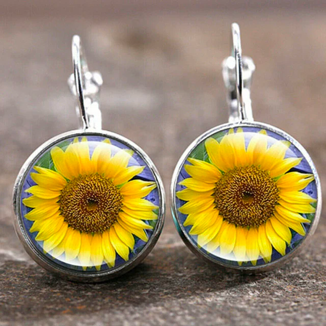 Boucles d'oreilles tournesol en cristal vintage
