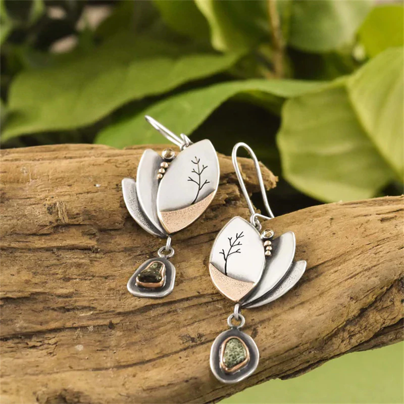 Boucles d'oreilles Vintage en Argent Natura avec Zircons