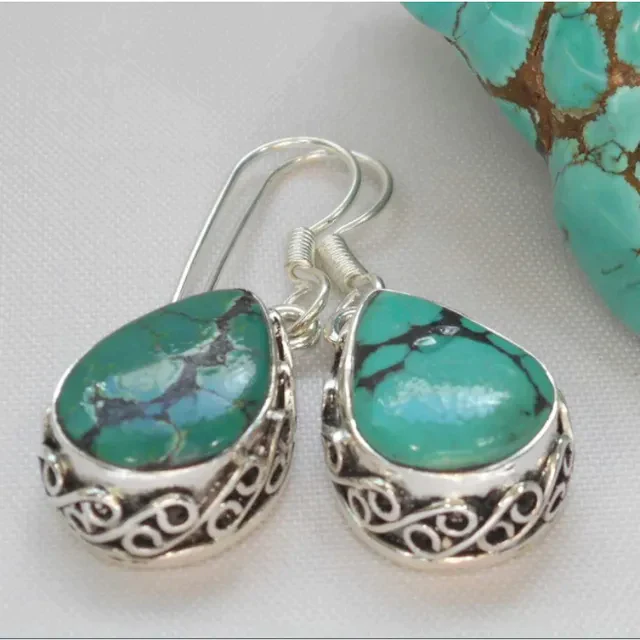 Boucles d'oreilles vintage en pierre naturelle turquoise