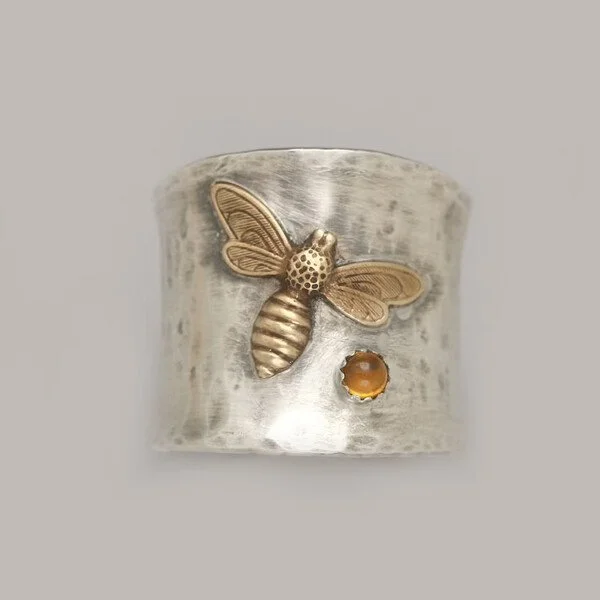 Bague abeille vintage en or et argent