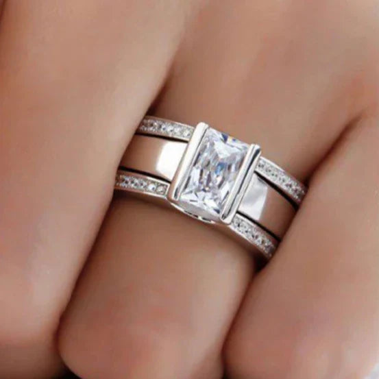 Bague vintage en cristal argenté