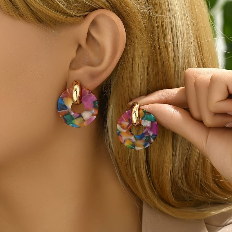 Boucles d'oreilles rondes multicolores
