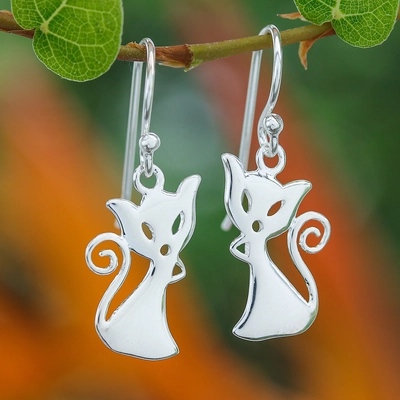 Boucles d'oreilles vintage en argent pour chatons