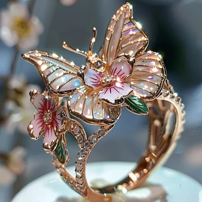 Bague florale Canifis dorée vintage