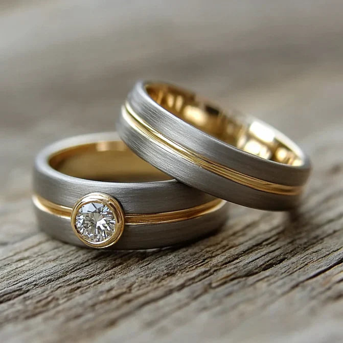 Bague Vintage Couple Zirconia Golden Fine