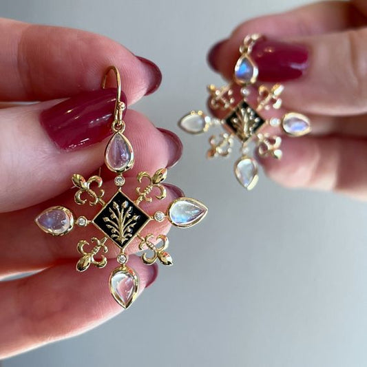 Boucles d'oreilles en cristal vintage doré