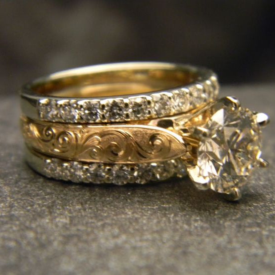 Ensemble de bagues d'or vintage brillantes