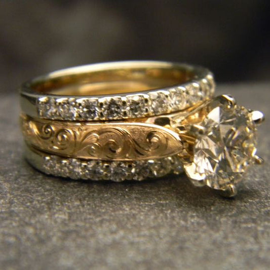 Ensemble de bagues d'or vintage brillantes