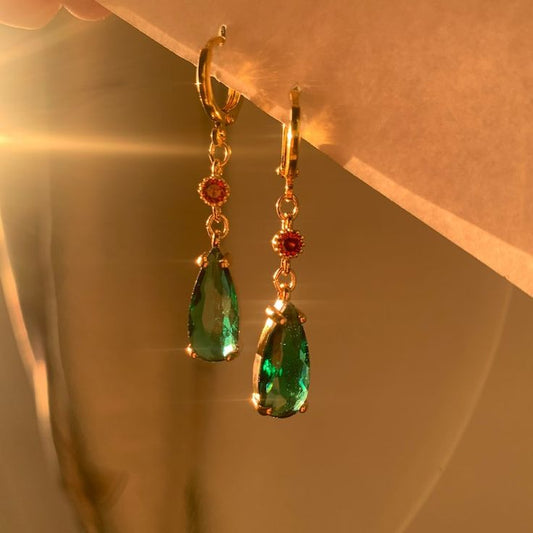 Boucles d'oreilles vintage en émeraude Howl
