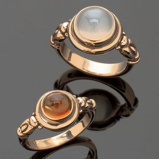 Bagues en cristal de lune en or vintage
