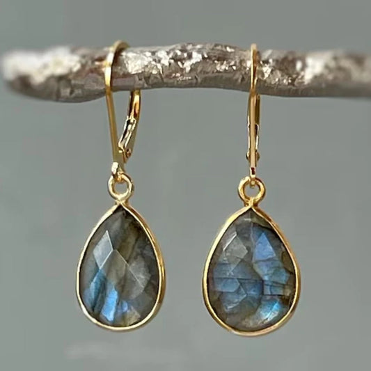 Boucles d'oreilles en cristal bleu et or vintage