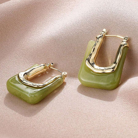 Boucles d'oreilles en émail vert vintage