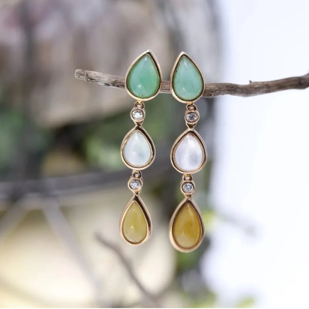 Boucles d'oreilles nature vintage avec pierres enchevêtrées